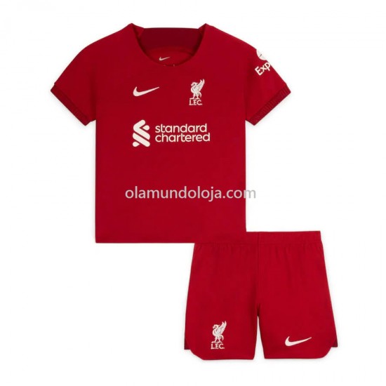 Camisola Liverpool Criança Equipamento Primeiro 2022-2023 Manga Corta